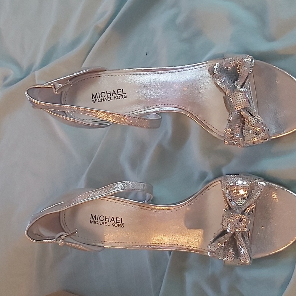 New Michael kors parks sandal metallic leather